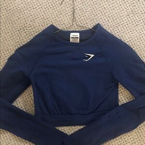 Gymshark Blue Vital Seamless Crop Top with White Logo